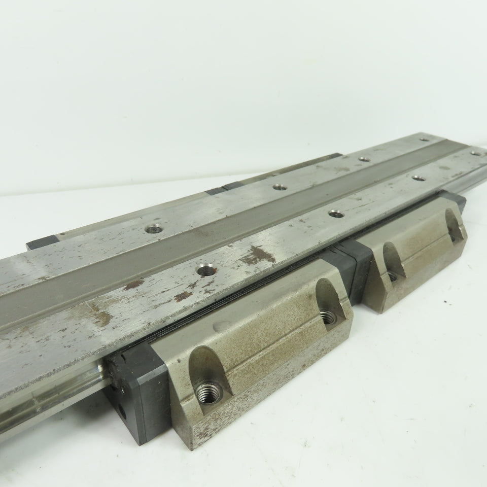 THK (2) Linear Guide Blocks W/ MCF04773 Linear Guideway Rail 17-1/4" OAL