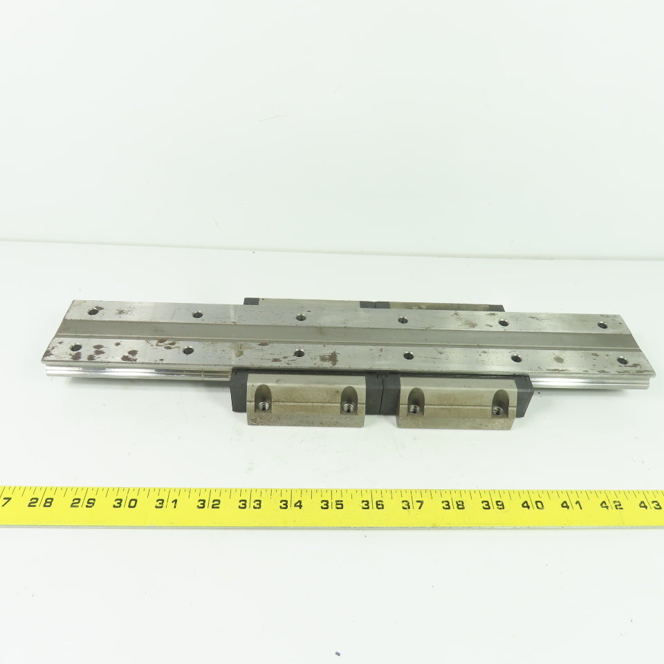 THK (2) Linear Guide Blocks W/ MCF04773 Linear Guideway Rail 17-1/4" OAL
