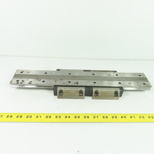 THK (2) Linear Guide Blocks W/ MCF04773 Linear Guideway Rail 17-1/4" OAL