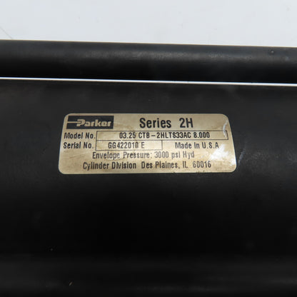 Parker CTB-2HLTS33AC 3-1/4" Bore 8" Stroke Double Acting Hydraulic Cylinder