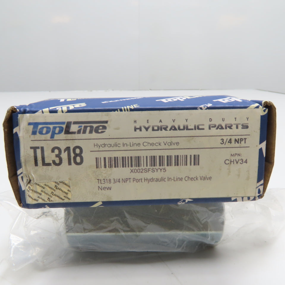 TopLine CHV34 TL318 Hydraulic In-Line Check Valve 3/4 NPT