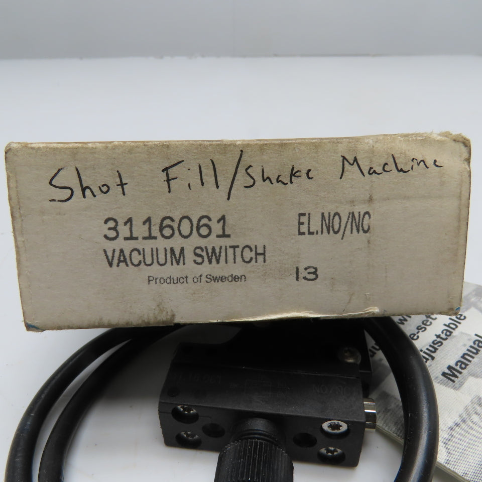 PIAB 3116061 Adjustable Vacuum Switch NO/NC Missing Cover