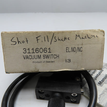 PIAB 3116061 Adjustable Vacuum Switch NO/NC Missing Cover