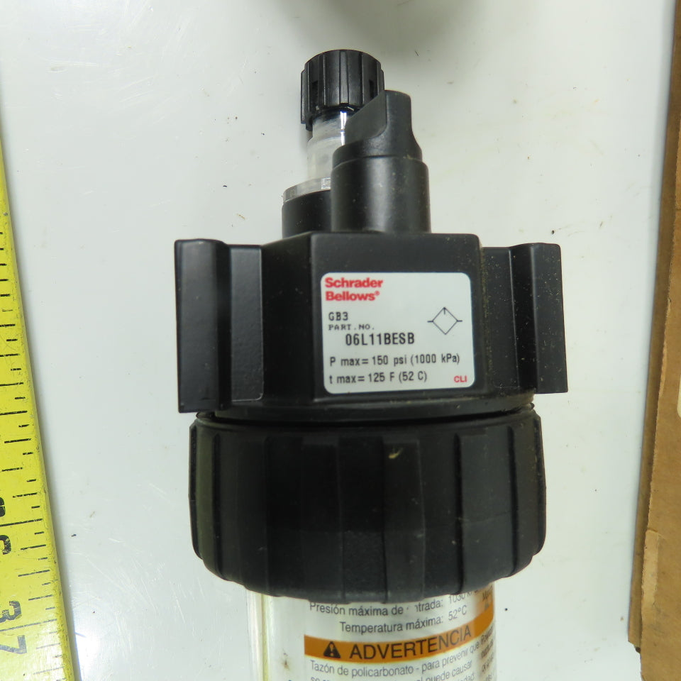 Schrader Bellows 06L11BESB Pneumatic Air Line Lubricator 150 PSI 1/4" NPT NEW