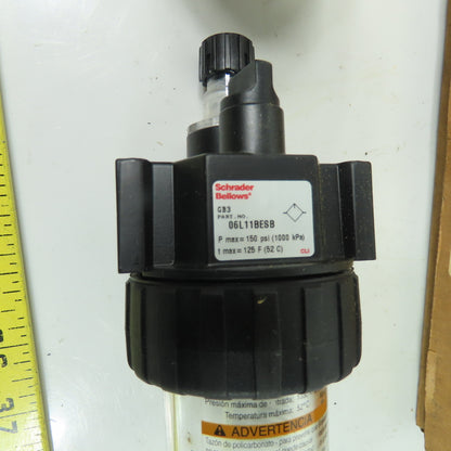 Schrader Bellows 06L11BESB Pneumatic Air Line Lubricator 150 PSI 1/4" NPT NEW