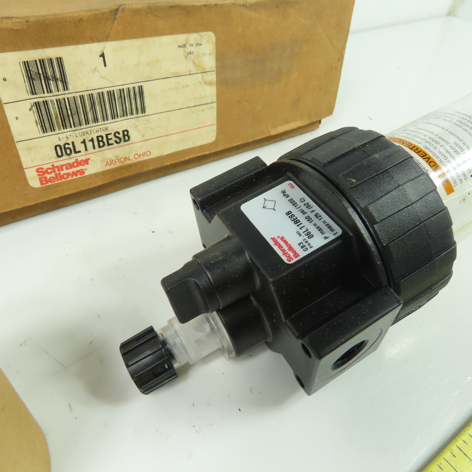 Schrader Bellows 06L11BESB Pneumatic Air Line Lubricator 150 PSI 1/4" NPT NEW