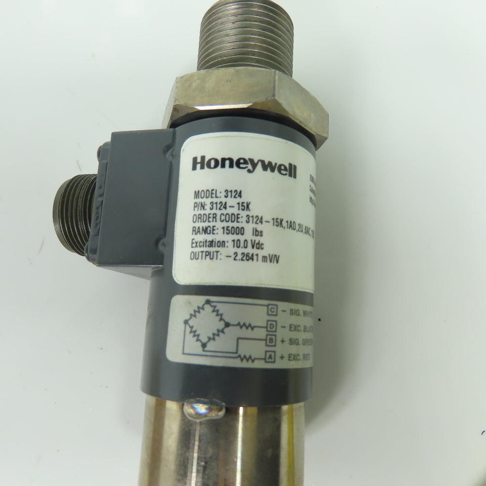 Honeywell 3124-15K Fatigue Rated Load Cell 15000 lbs Range 10VDC Excitation NEW