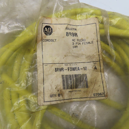 Allen-Bradley 889R-F3WEA-10 3-Pin AC Micro Straight QD Cordset 10m