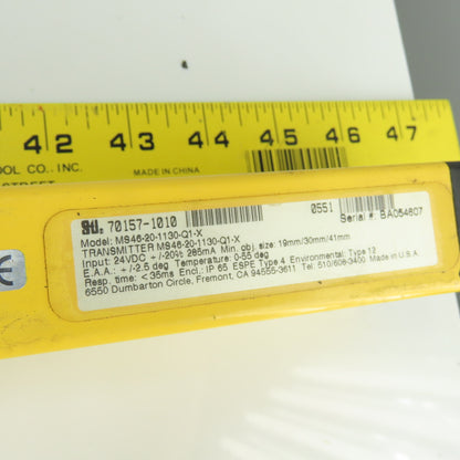 STI MS46-20-1130-Q1-X MiniSafe 4600 Safety Light Curtain Transmitter 24VDC