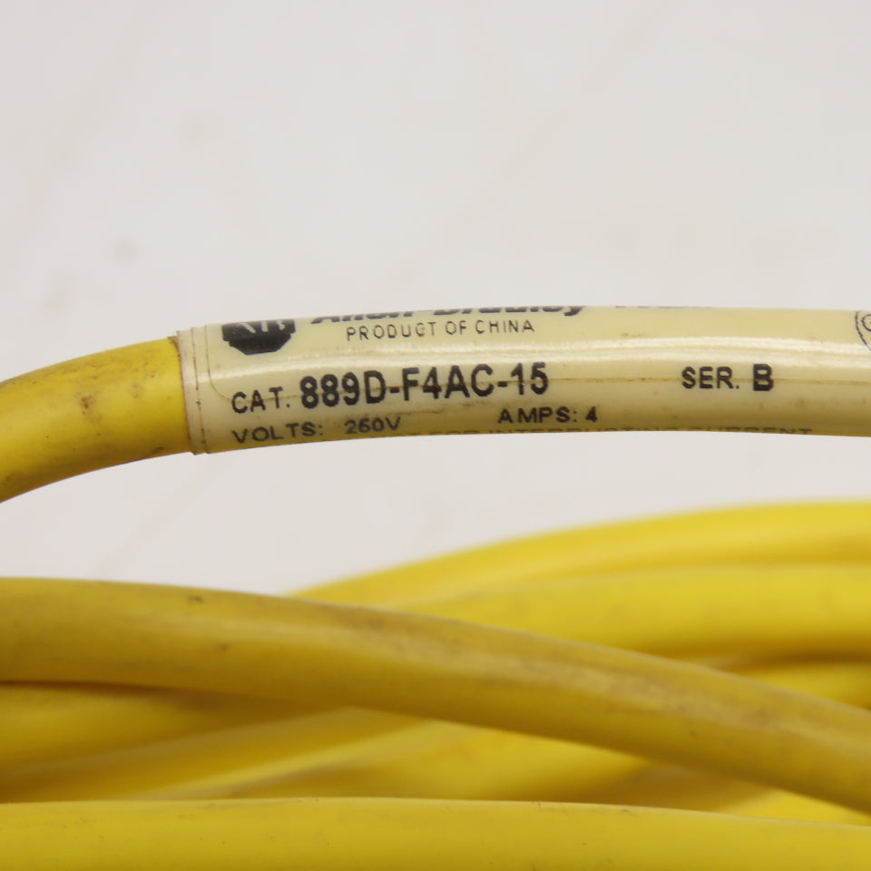 Allen-Bradley 889D-F4AC-15 4-Pin Female M12 DC Micro Cordset 250V 4A 15m
