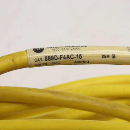 Allen-Bradley 889D-F4AC-15 4-Pin Female M12 DC Micro Cordset 250V 4A 15m