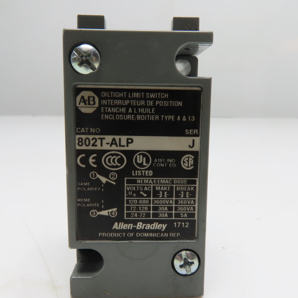 Allen-Bradley 802T-ALP Oiltight Limit Switch NEMA B600 120-600VAC