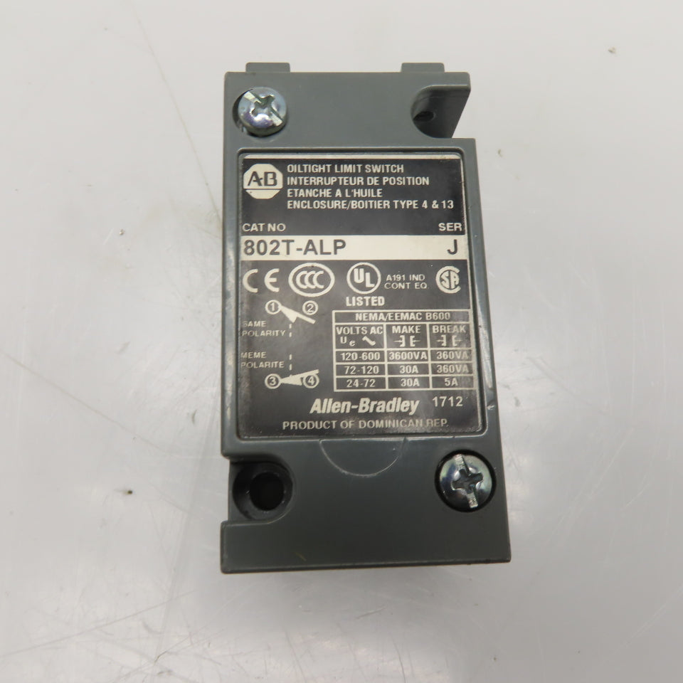 Allen-Bradley 802T-ALP Oiltight Limit Switch NEMA B600 120-600VAC