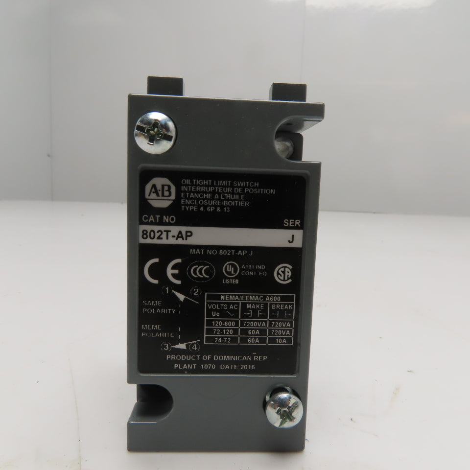 Allen-Bradley 802T-AP Oiltight Limit Switch NEMA A600 120-600VAC