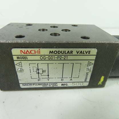 Nachi OG-G01-P2-21 Modular Relief Valve G01 Series