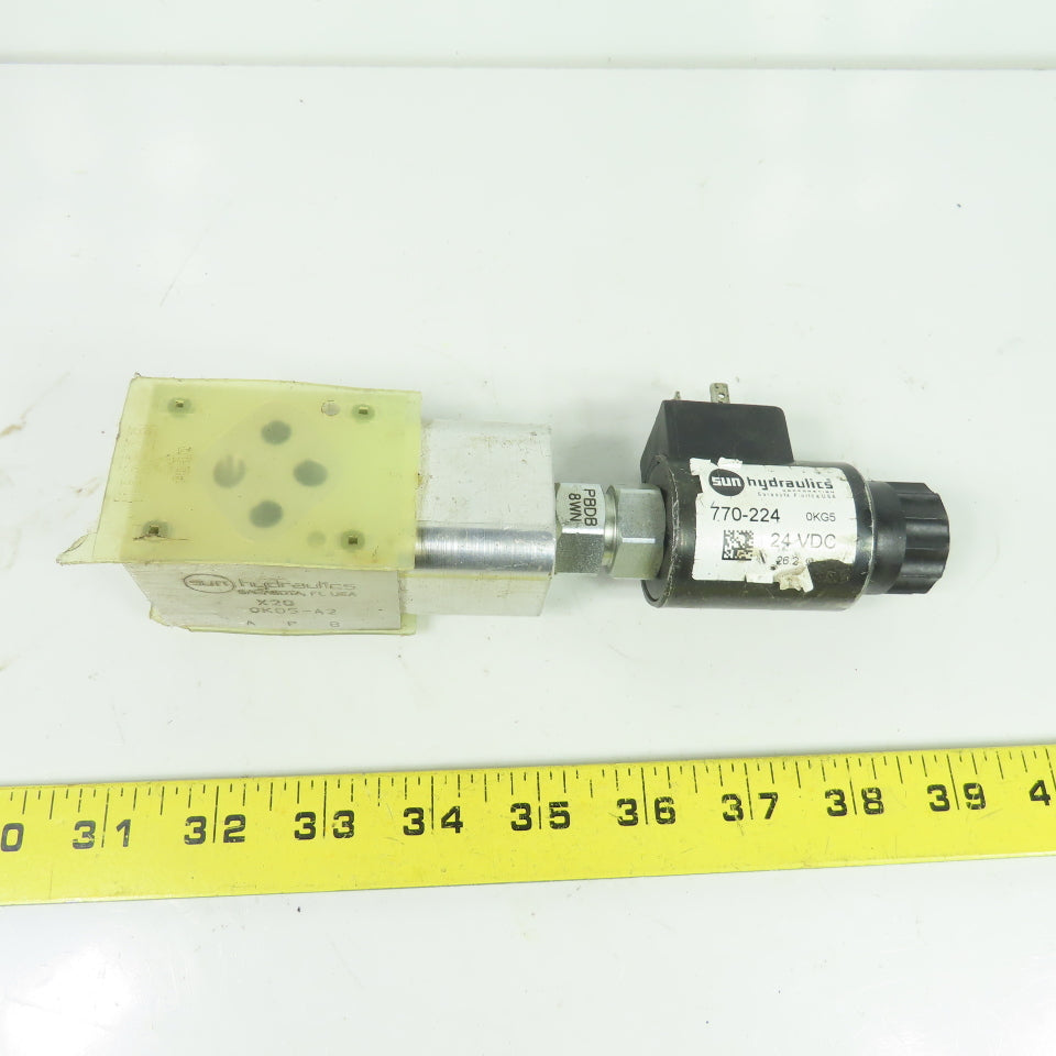 Sun Hydraulics X2Q 0K05-A2 Solenoid Operated Hydraulic Valve W/ 770-224 24 VDC