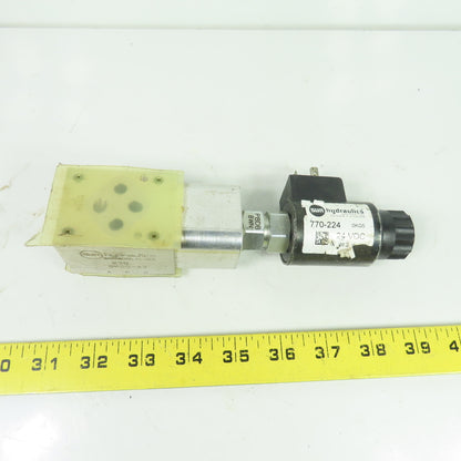 Sun Hydraulics X2Q 0K05-A2 Solenoid Operated Hydraulic Valve W/ 770-224 24 VDC