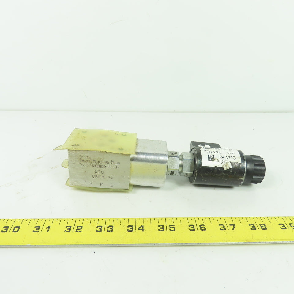 Sun Hydraulics X2Q 0K05-A2 Solenoid Operated Hydraulic Valve W/ 770-224 24 VDC