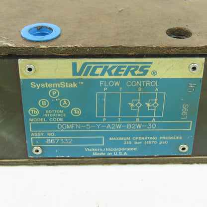 Vickers DGMFN-5-Y-A2W-B2W-30 SystemStak Flow Control Valve 315 Bar Max