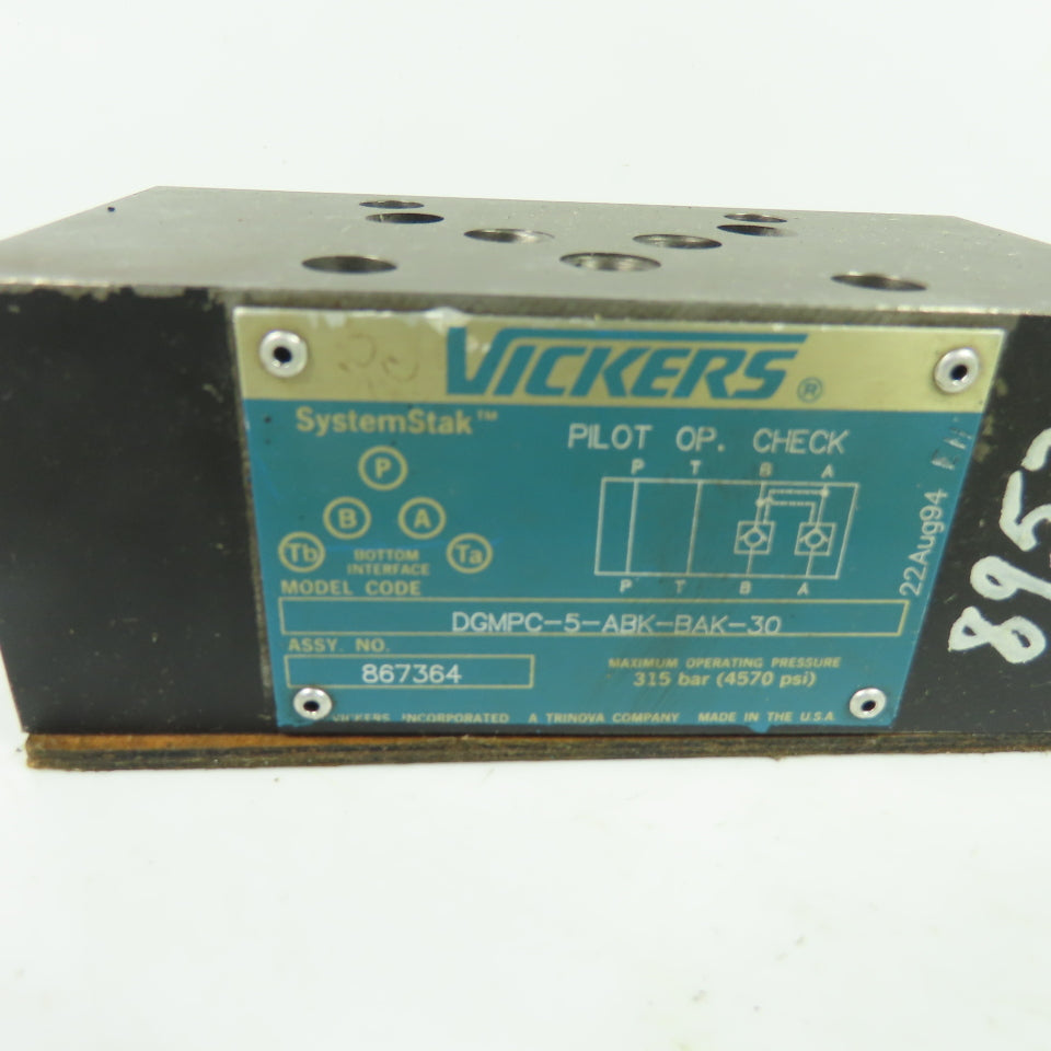 Vickers 867364 DGMPC-5-ABK-BAK-30 SystemStak Pilot Operated Check Valve