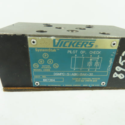 Vickers 867364 DGMPC-5-ABK-BAK-30 SystemStak Pilot Operated Check Valve