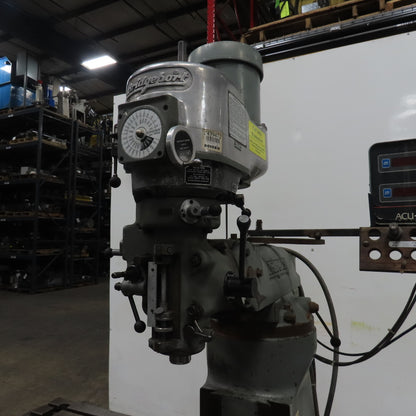 Bridgeport 1-1/2HP Vertical Milling Machine 3Ph 230/460V 1730 RPM W/ Powerfeed