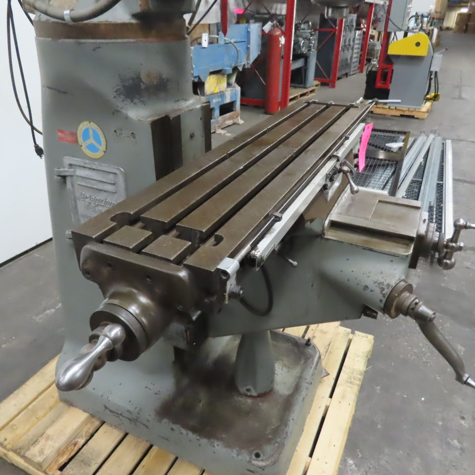Bridgeport 1-1/2HP Vertical Milling Machine 3Ph 230/460V 1730 RPM W/ Powerfeed