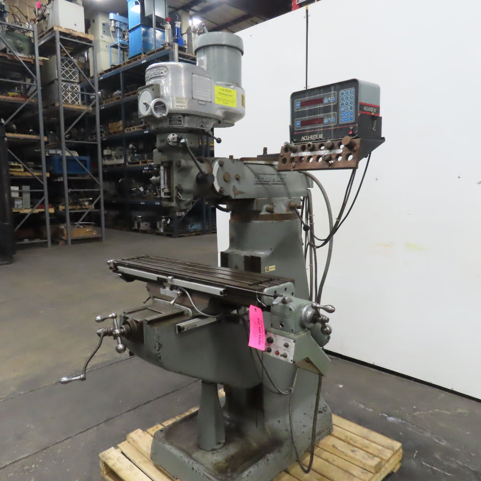 Bridgeport 1-1/2HP Vertical Milling Machine 3Ph 230/460V 1730 RPM W/ Powerfeed