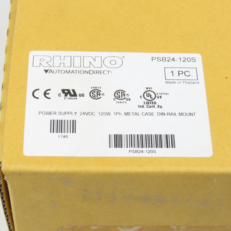Automation Direct PSB24-120S Rhino 24V DC Power Supply 120W 100-240VAC Input NEW