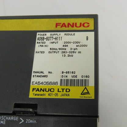 Fanuc A06B-6077-H111 Alpha Power Supply Module 3Ph 200-230V 13.2kW