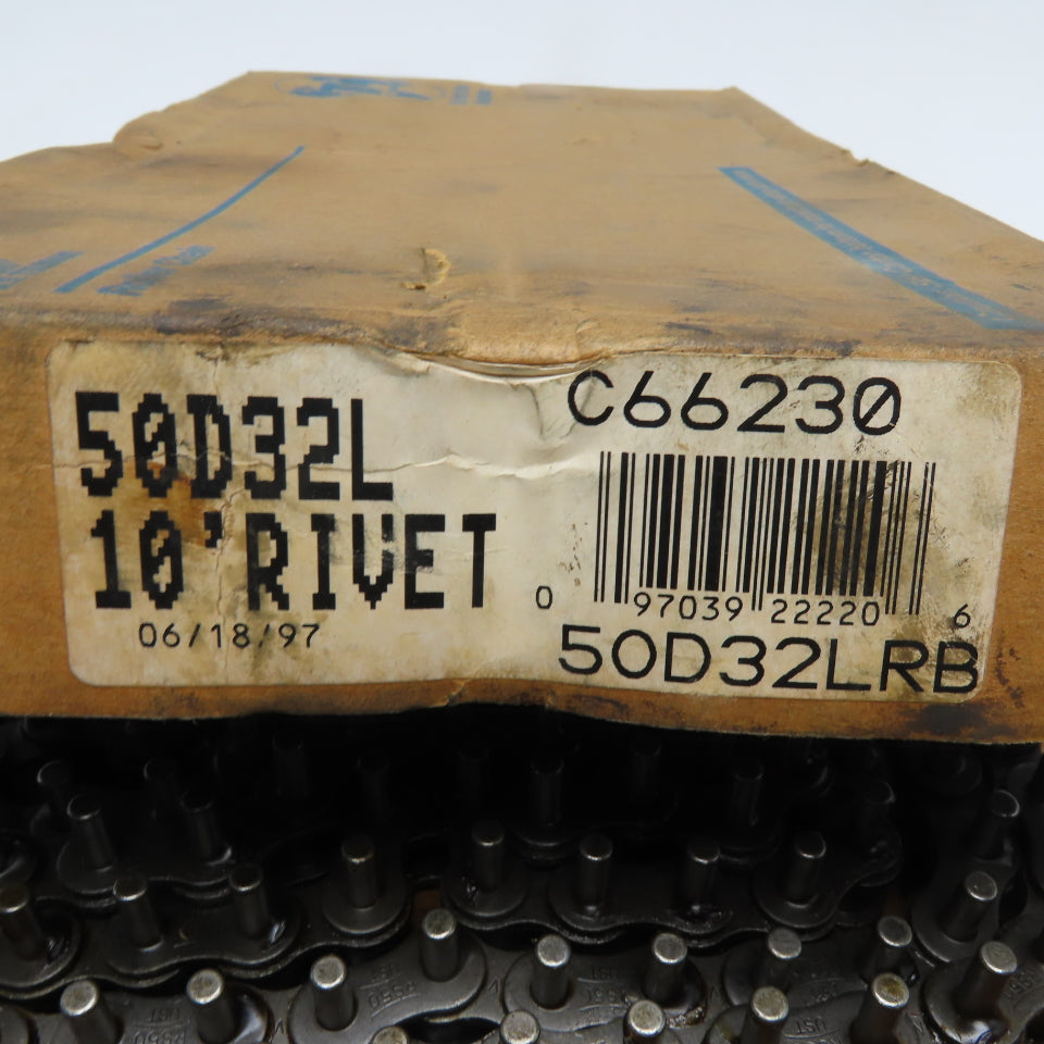 Tsubaki 50D32L No 50 Single Strand Riveted Roller Chain 10'