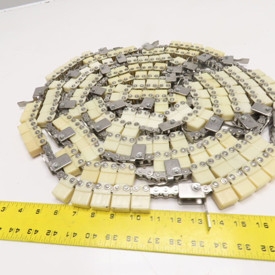 #40 Stainless Steel Conveyor Roller Carrier Drag Chain 8" Fork Spacing 18' Long