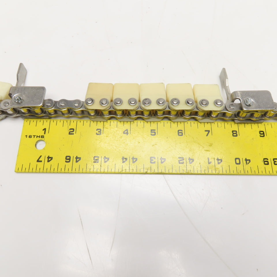 #40 Stainless Steel Conveyor Roller Carrier Drag Chain 8" Fork Spacing 18' Long