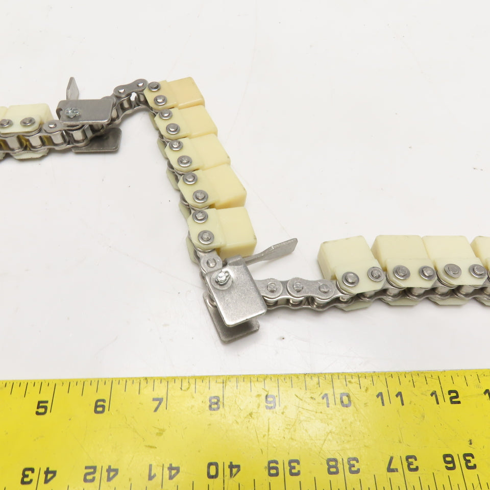 #40 Stainless Steel Conveyor Roller Carrier Drag Chain 8" Fork Spacing 18' Long