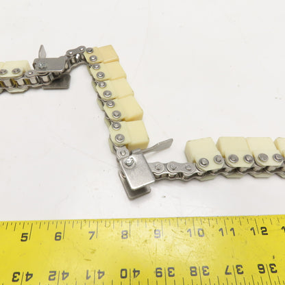#40 Stainless Steel Conveyor Roller Carrier Drag Chain 8" Fork Spacing 18' Long