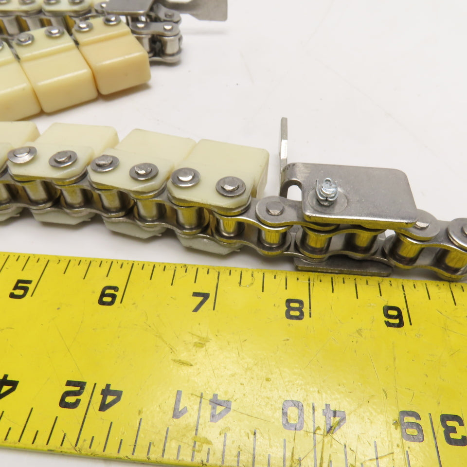 #40 Stainless Steel Conveyor Roller Carrier Drag Chain 8" Fork Spacing 18' Long