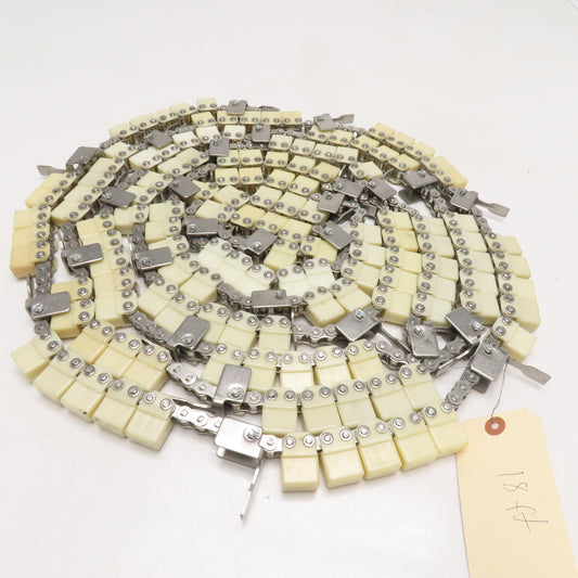 #40 Stainless Steel Conveyor Roller Carrier Drag Chain 8" Fork Spacing 18' Long