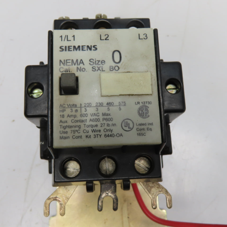 Siemens SXL BO NEMA Size 0 Magnetic Contactor 120V 60Hz 18A No Overload