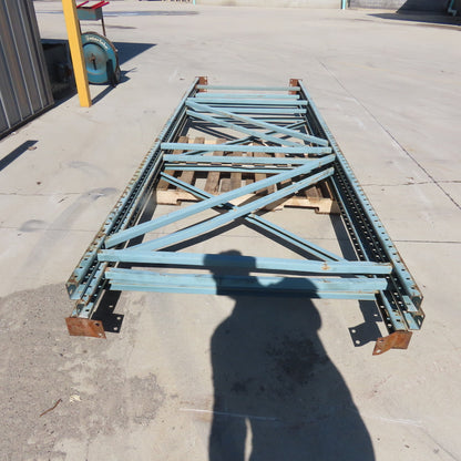 48" x 12' Tall New Style Pallet Racking Upright Used Lot Of 2