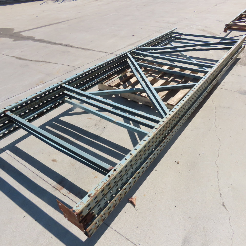 48" x 12' Tall New Style Pallet Racking Upright Used Lot Of 2