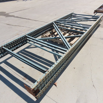 48" x 12' Tall New Style Pallet Racking Upright Used Lot Of 2