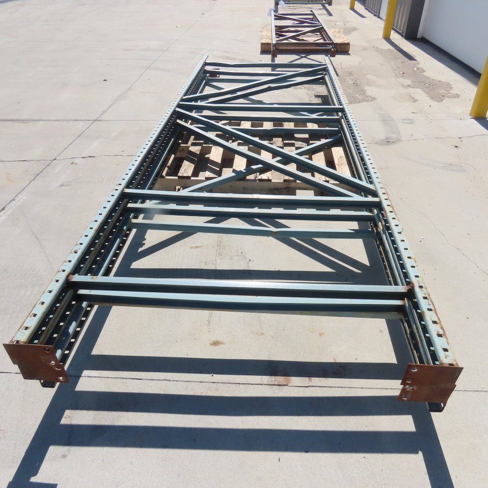 48" x 12' Tall New Style Pallet Racking Upright Used Lot Of 2