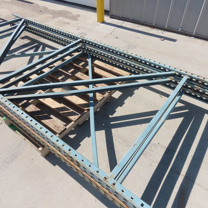 48" x 12' Tall New Style Pallet Racking Upright Used Lot Of 2