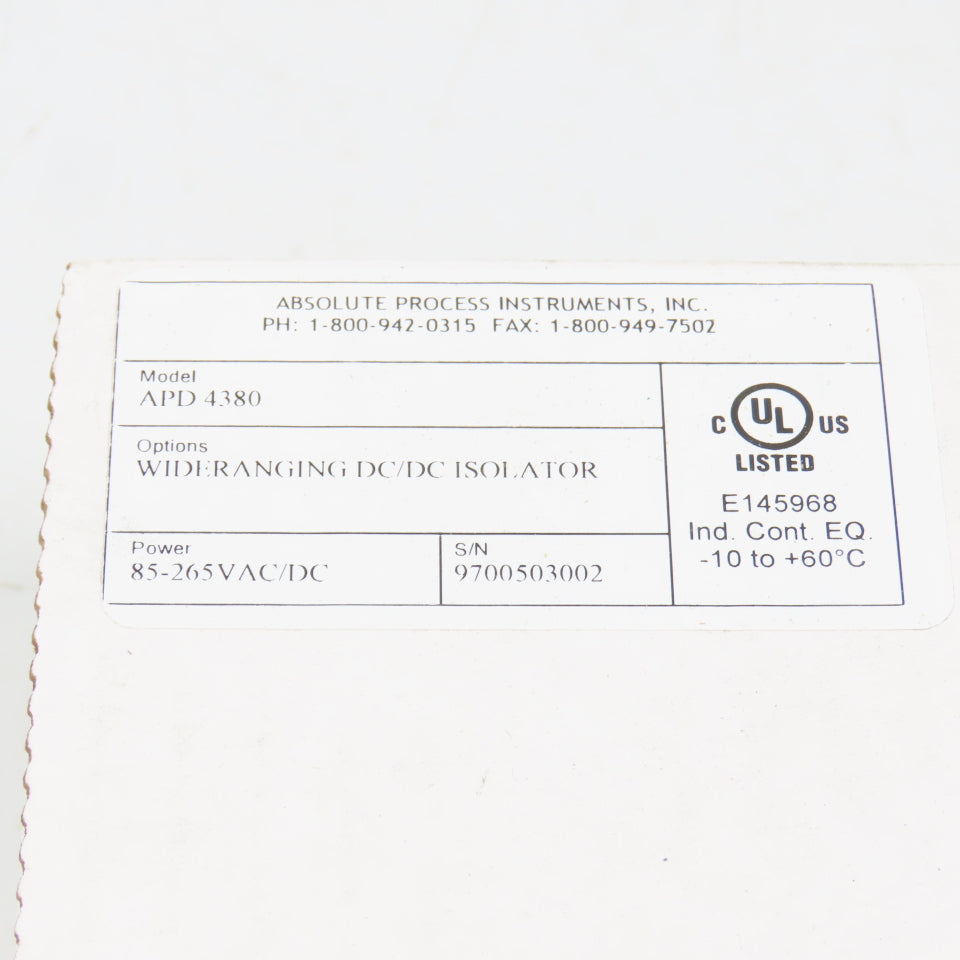 Absolute Process APD 4380 DC To DC Isolated Transmitter 85-265V NEW Sealed