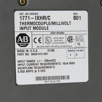 Allen Bradley 1771-IXHR/C 96287472 Thermocouple / Millivolt Input Module Rev B01
