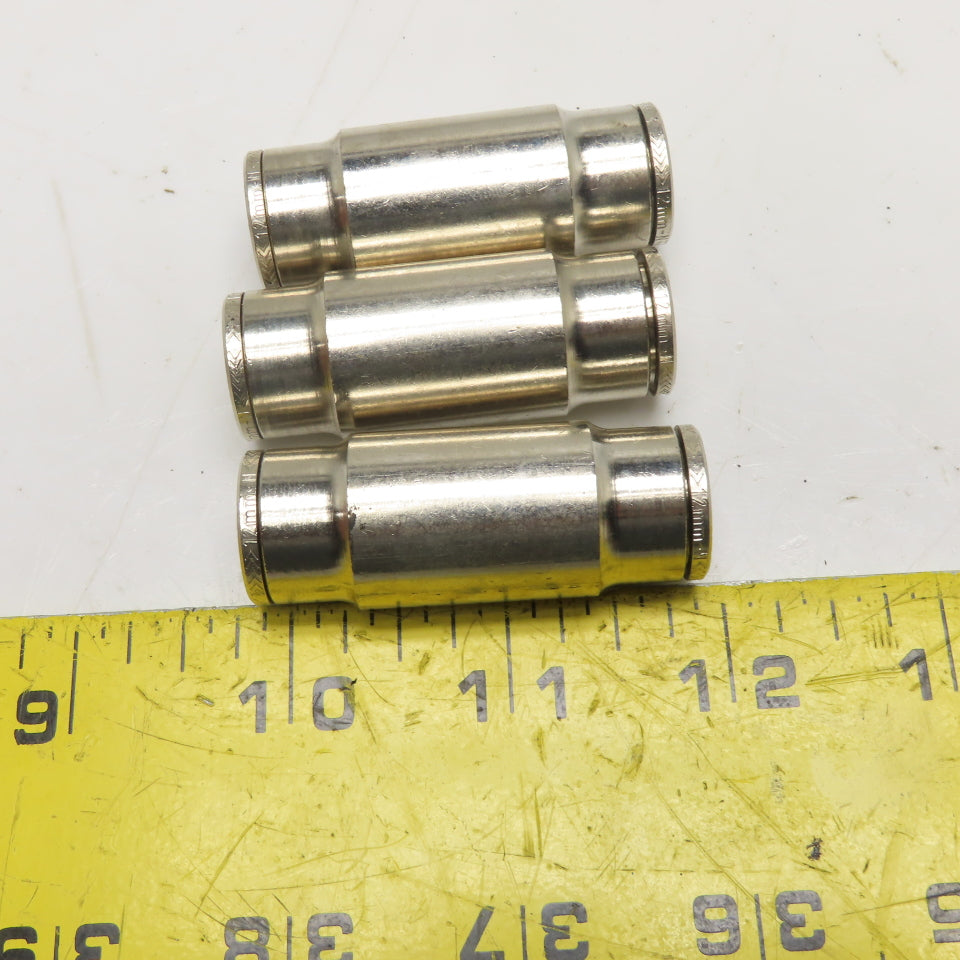 12mm Push To Connect Zinc Coated Brass Coupling Fitting Lot Of 3