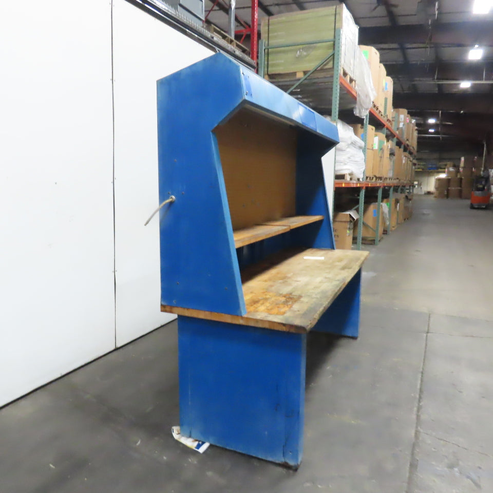 96" x 34" Wood Top Industrial Work Bench Table Station W/ Light And Pegboard