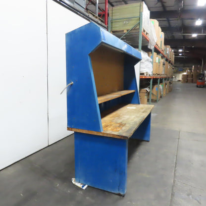 96" x 34" Wood Top Industrial Work Bench Table Station W/ Light And Pegboard