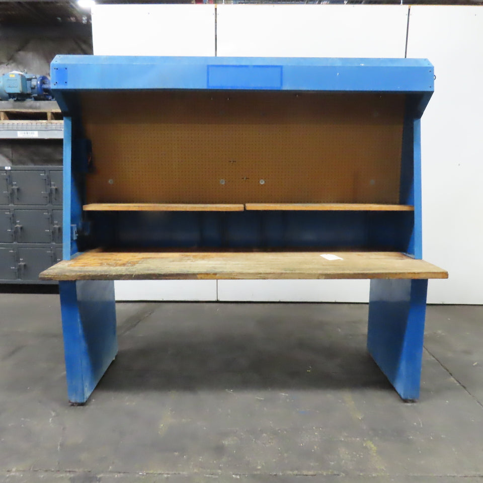 96" x 34" Wood Top Industrial Work Bench Table Station W/ Light And Pegboard
