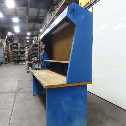 96" x 34" Wood Top Industrial Work Bench Table Station W/ Light And Pegboard